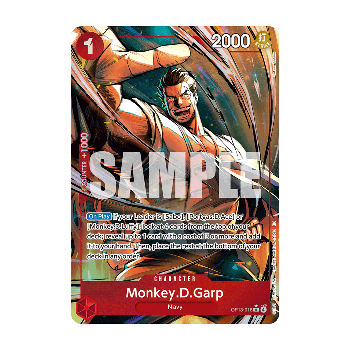 Monkey.D.Garp OP13-016 Parallel-Ausführung p1, Englisch – offizielles Referenzbild