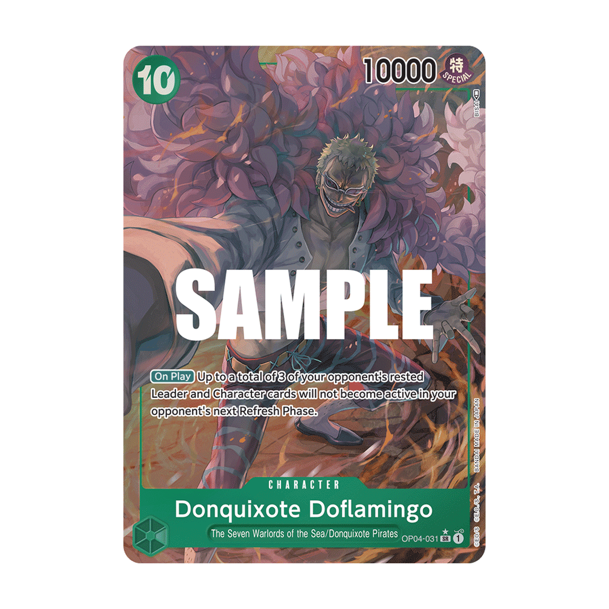 Donquixote Doflamingo OP04-031 Alternate Art OP04-031_p1 · Englisch · offizielles Referenzbild