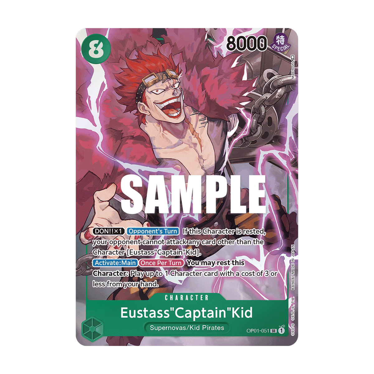 Eustass "Captain" Kid OP01-051 Alternate Art, Englisch – offizielles Bandai-Referenzbild, kein Zustandsfoto