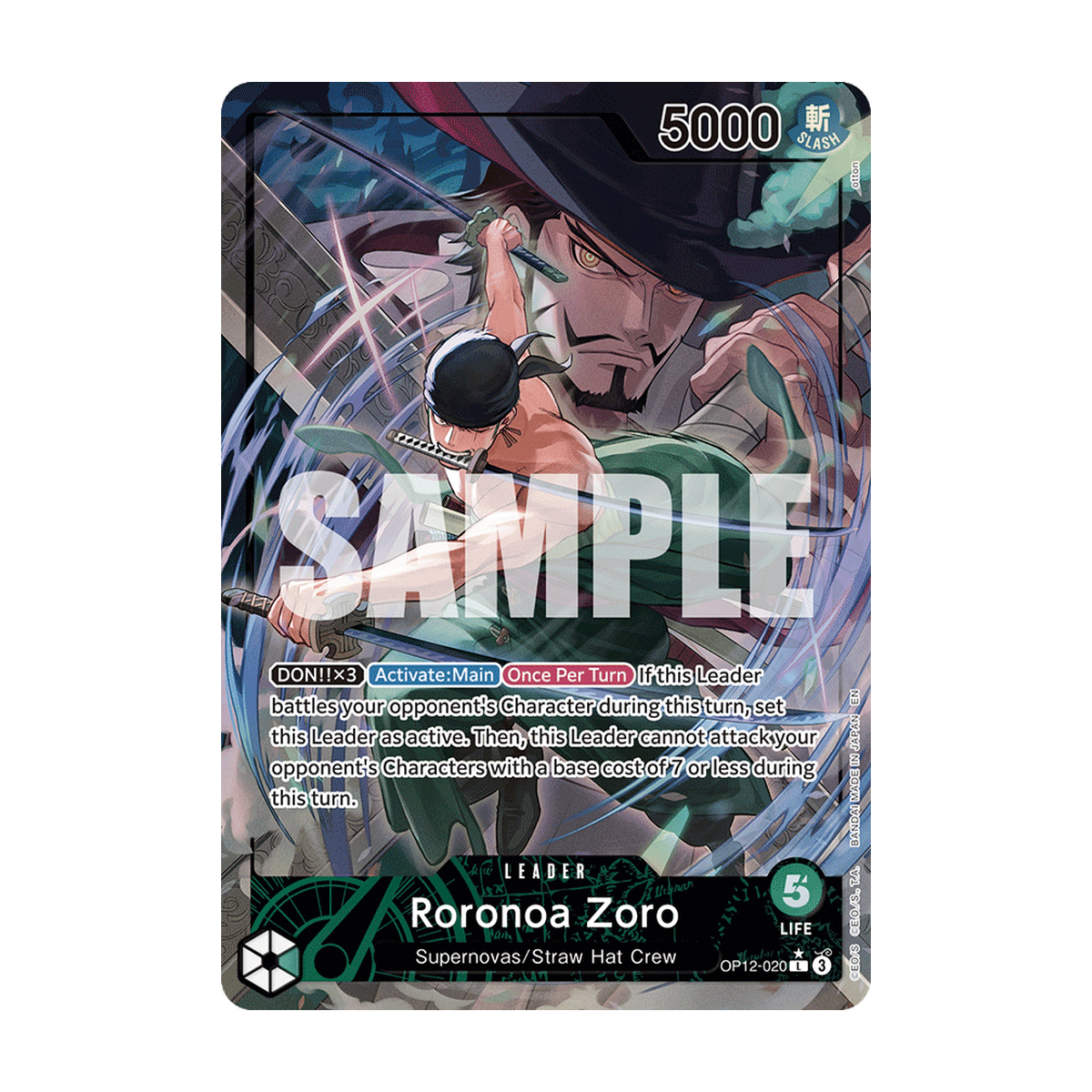 Roronoa Zoro OP12-020 OP12-020_p1 Englisch – offizielles Bandai-Referenzbild
