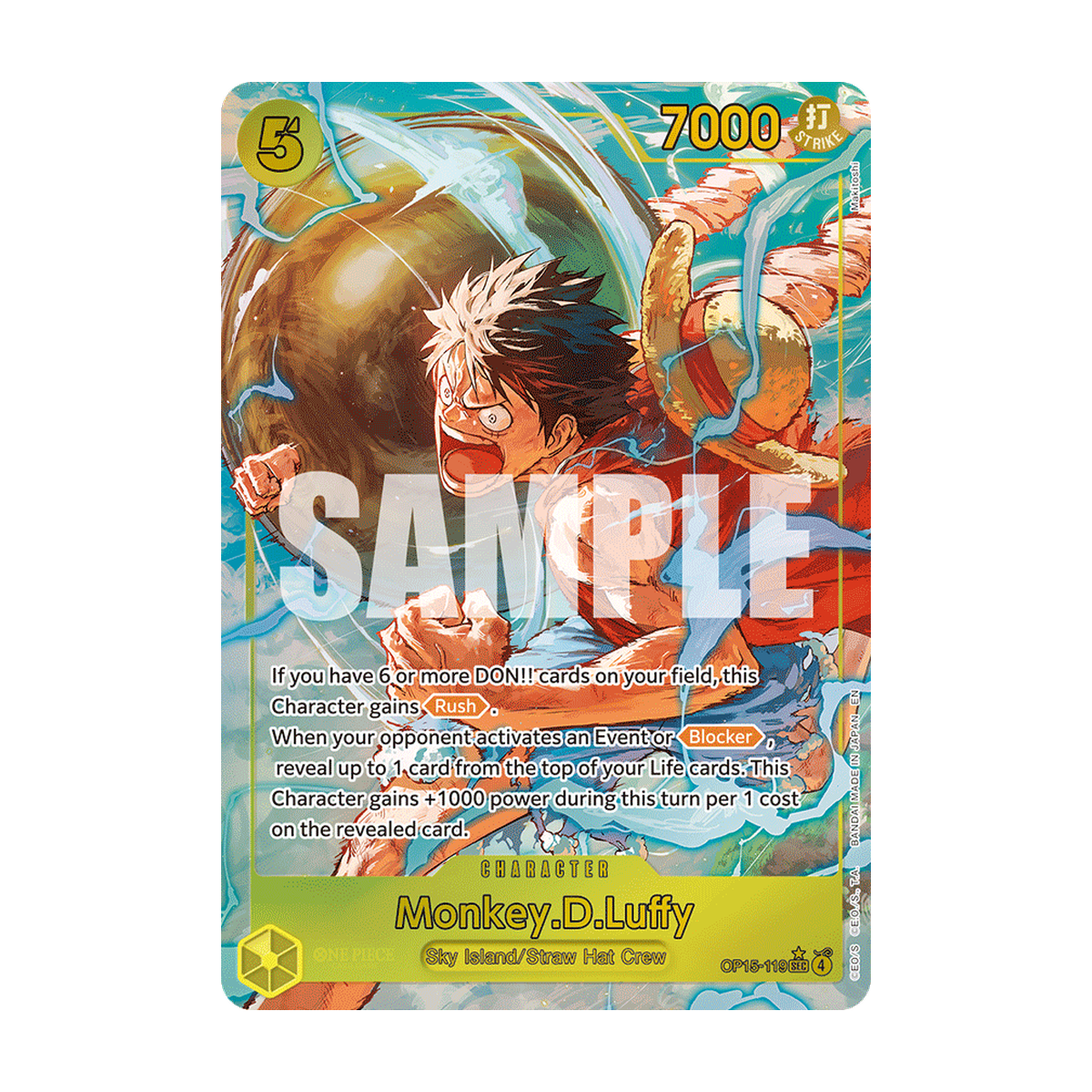 Offizielles Referenzbild: Monkey.D.Luffy OP15-119_p1, Englisch. Kein Zustandsfoto.