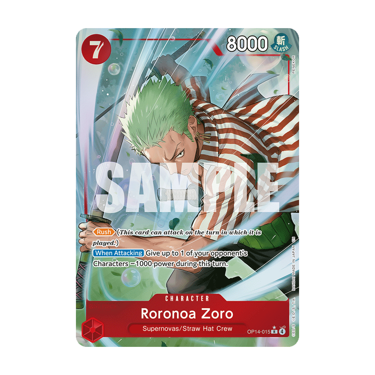 Roronoa Zoro OP14-015_p1 Englisch – offizielles Referenzbild