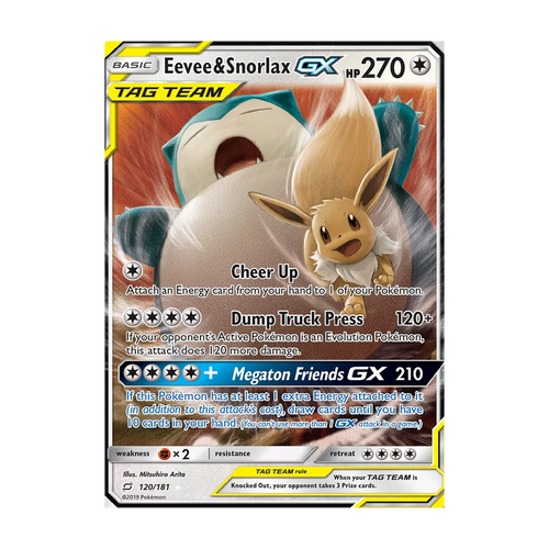 Eevee & Snorlax-GX 120/181 Englisch – Referenzbild
