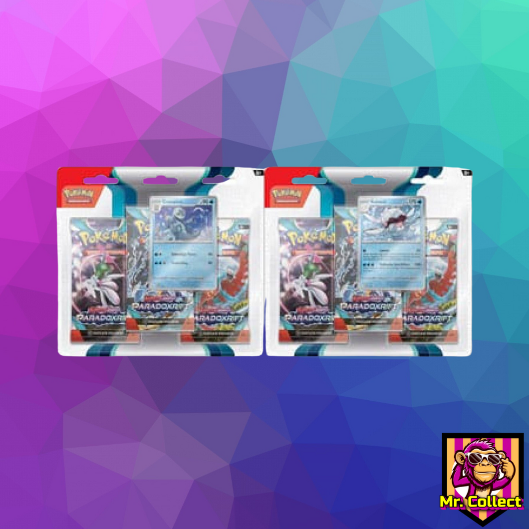 Pokemon Karmesin & Purpur Paradoxrift 3‑Pack Blister (Promo Cryospino oder Kolowal) Deutsch