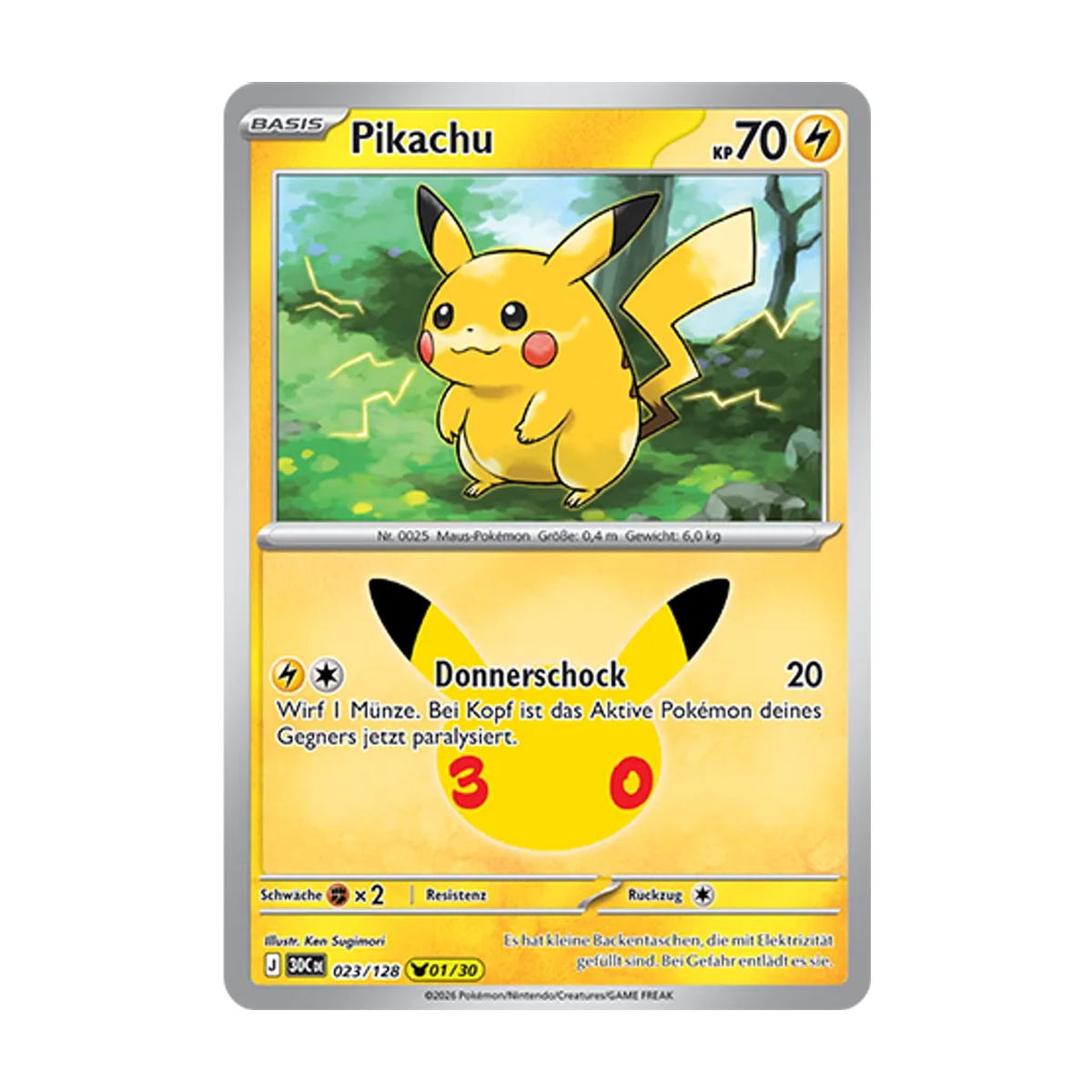 Pikachu 023/128 – 30 Jahre – Deutsch – Referenzabbildung