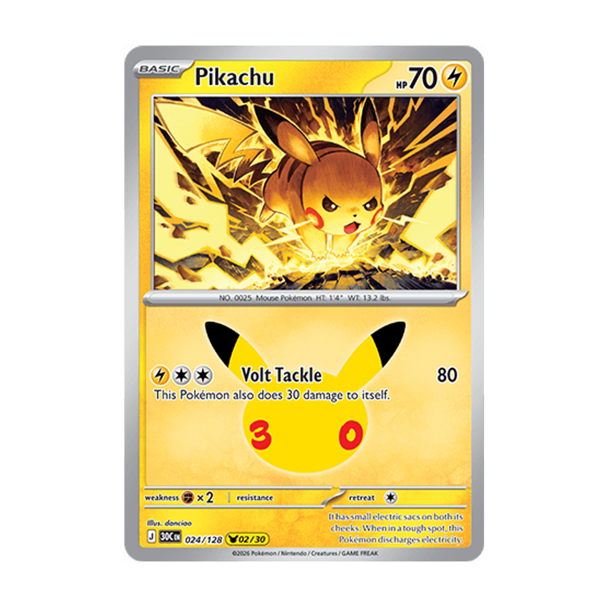 Pikachu 024/128 – 30th Celebration – Englisch – Referenzabbildung