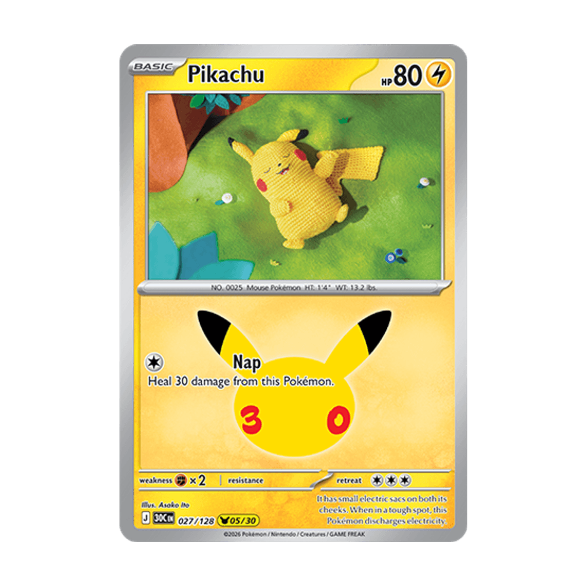Pikachu 027/128 – 30th Celebration – Englisch – Referenzabbildung