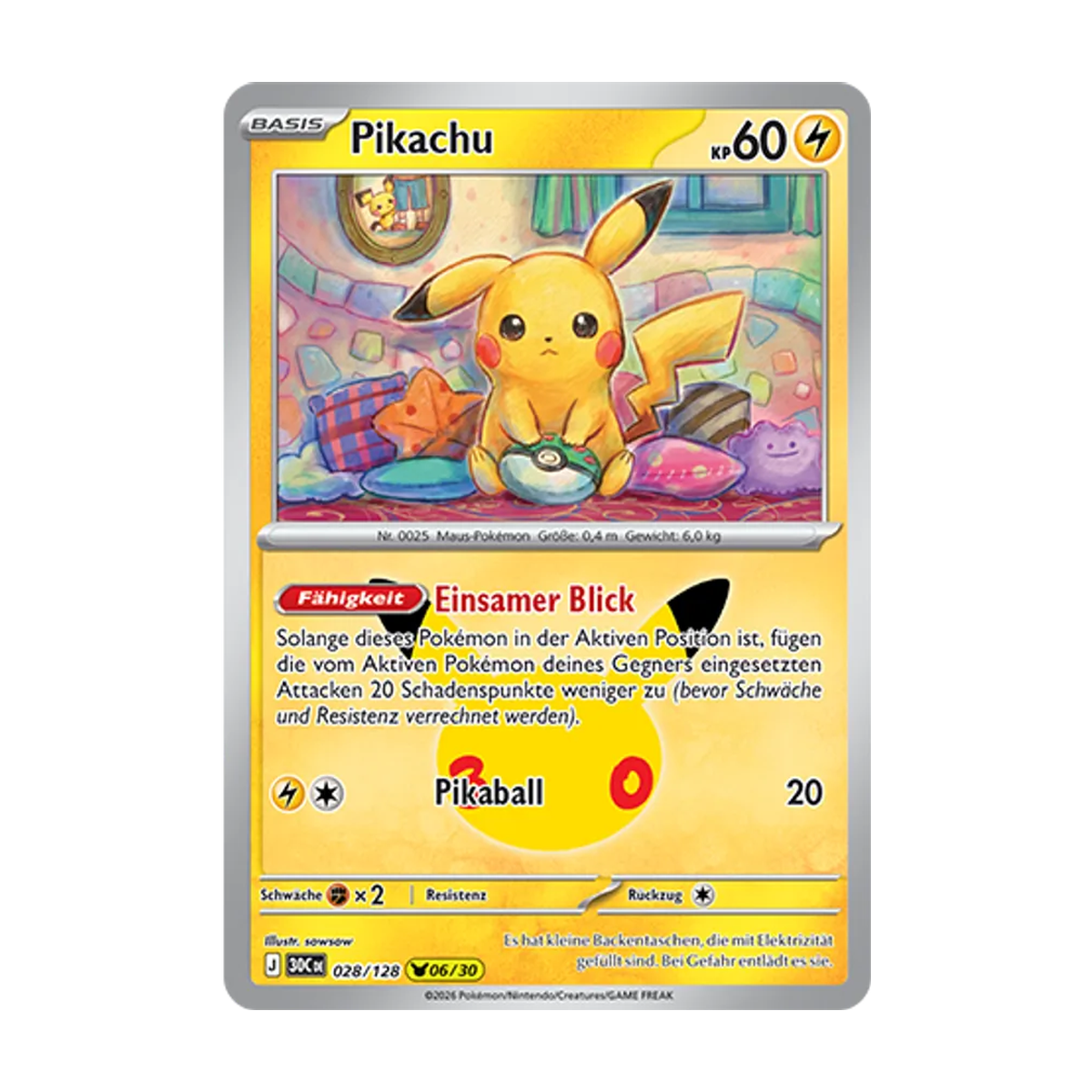 Pikachu 028/128 – 30 Jahre – Deutsch – Referenzabbildung