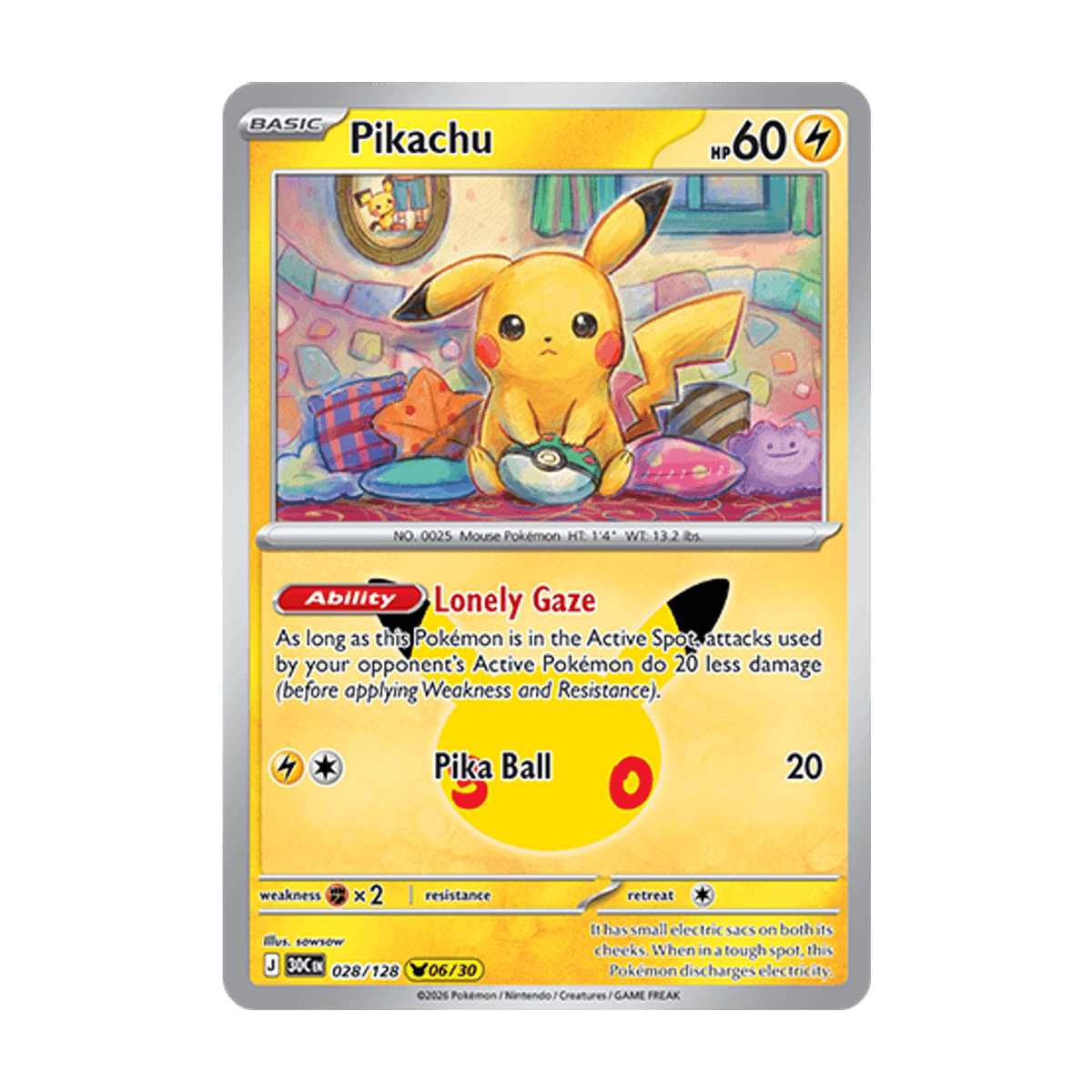 Pikachu 028/128 – 30th Celebration – Englisch – Referenzabbildung