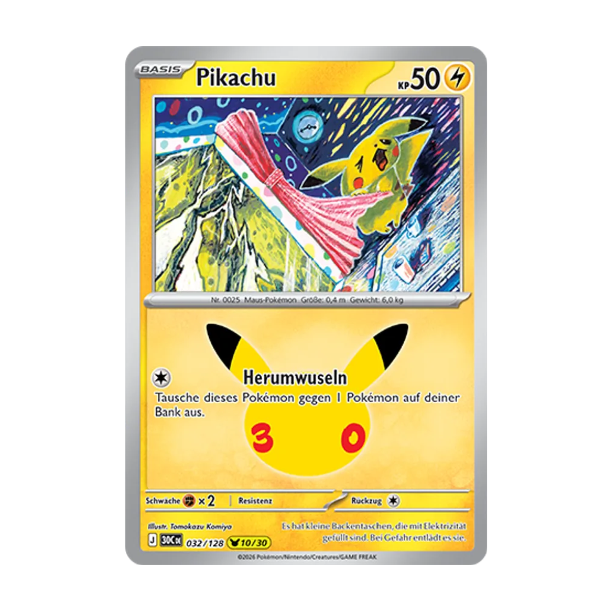 Pikachu 032/128 – 30 Jahre – Deutsch – Referenzabbildung