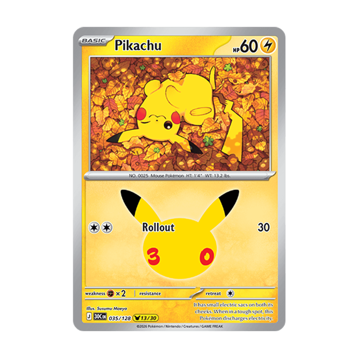 Pikachu 035/128 – 30th Celebration – Englisch – Referenzabbildung