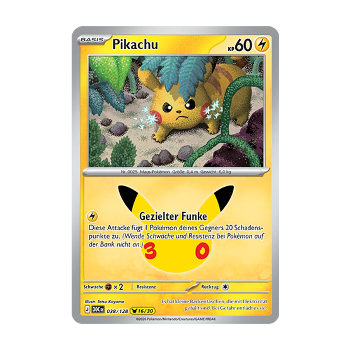 Pikachu 038/128 – 30 Jahre – Deutsch – Referenzabbildung