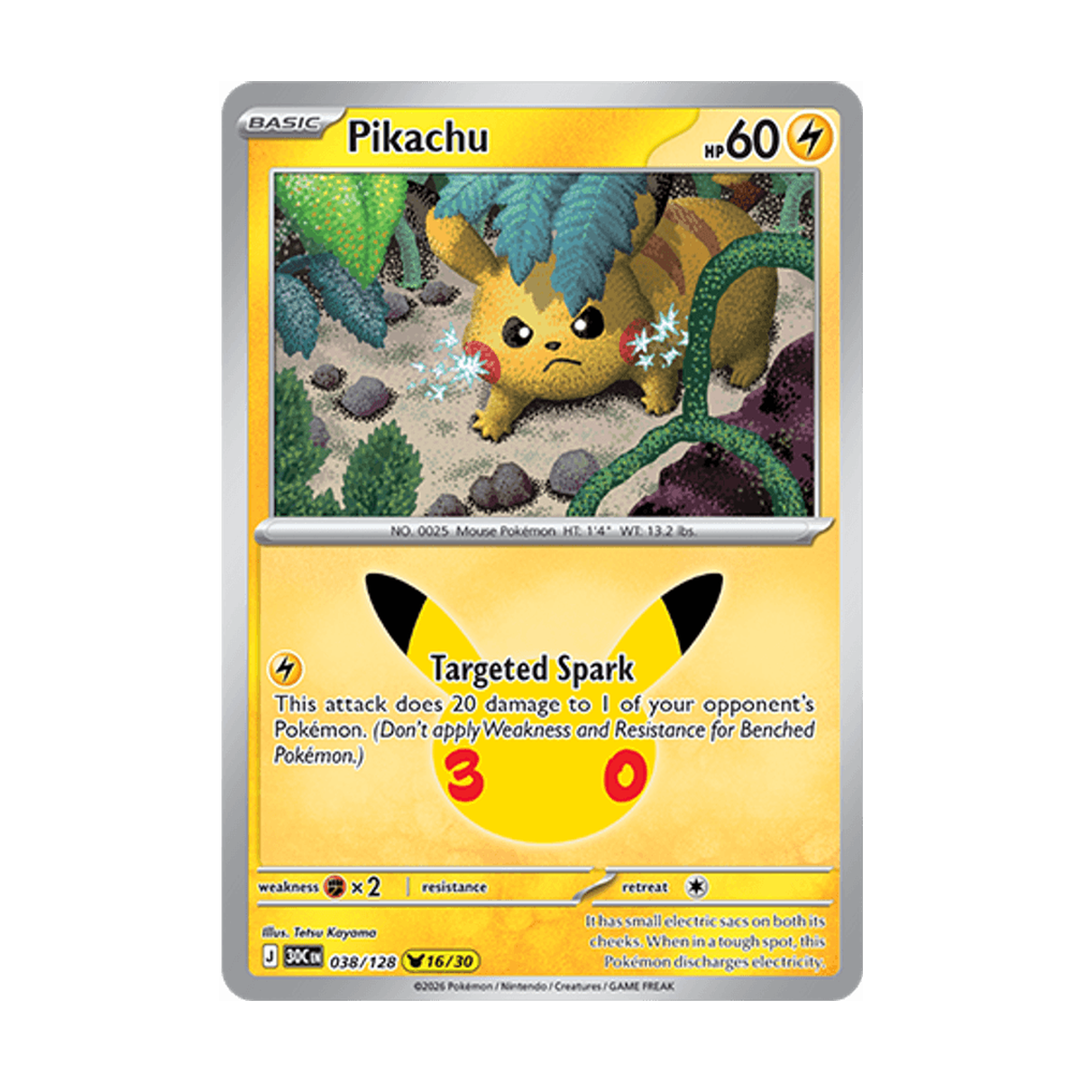 Pikachu 038/128 – 30th Celebration – Englisch – Referenzabbildung