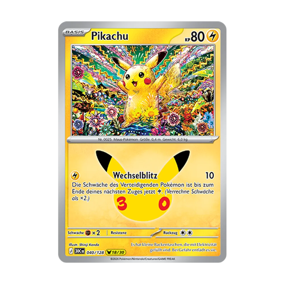 Pikachu 040/128 – 30 Jahre – Deutsch – Referenzabbildung