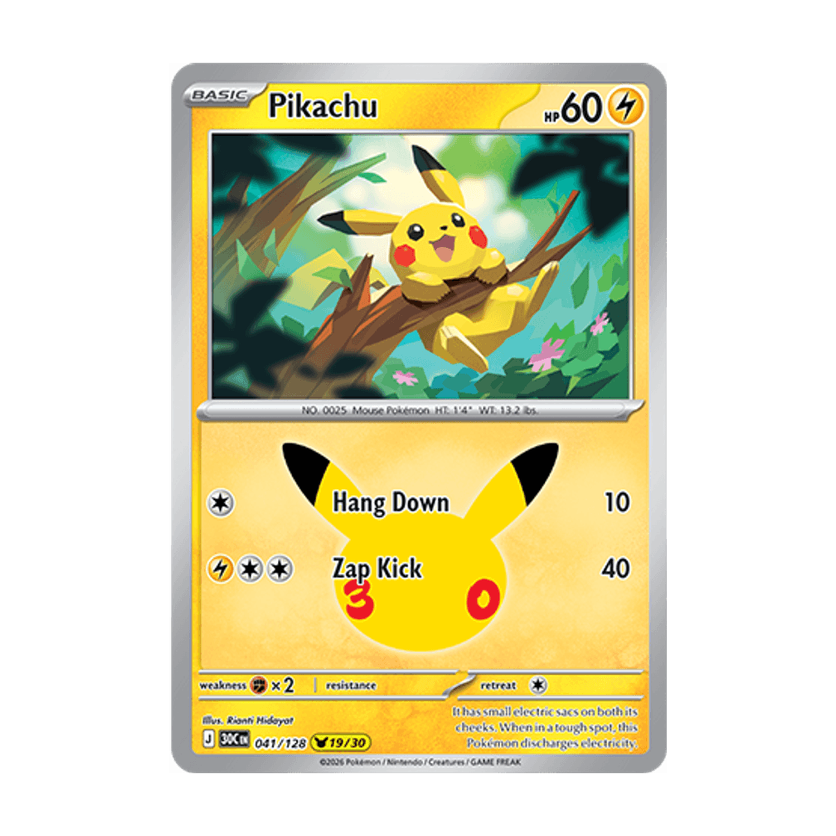 Pikachu 041/128 – 30th Celebration – Englisch – Referenzabbildung