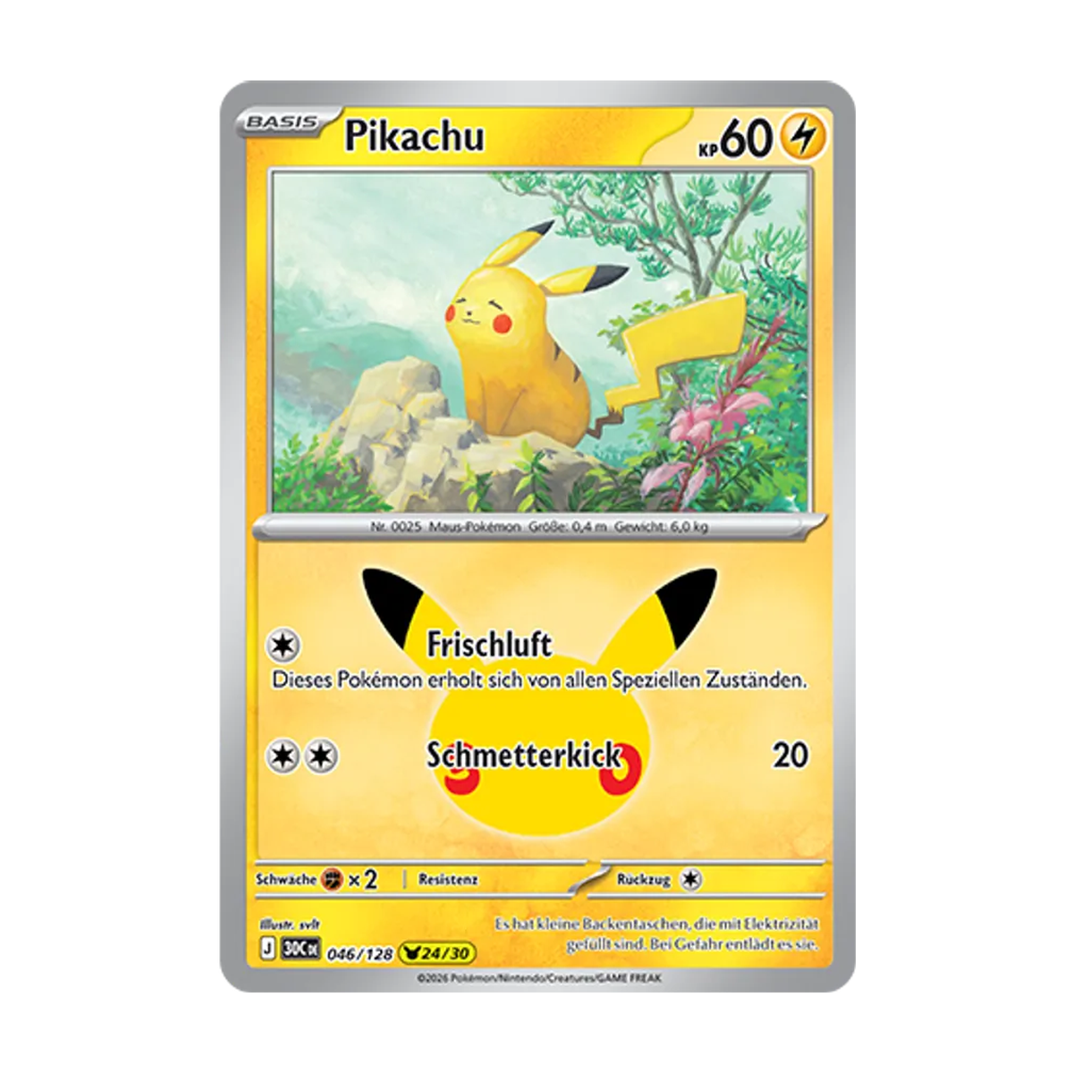 Pikachu 046/128 – 30 Jahre – Deutsch – Referenzabbildung