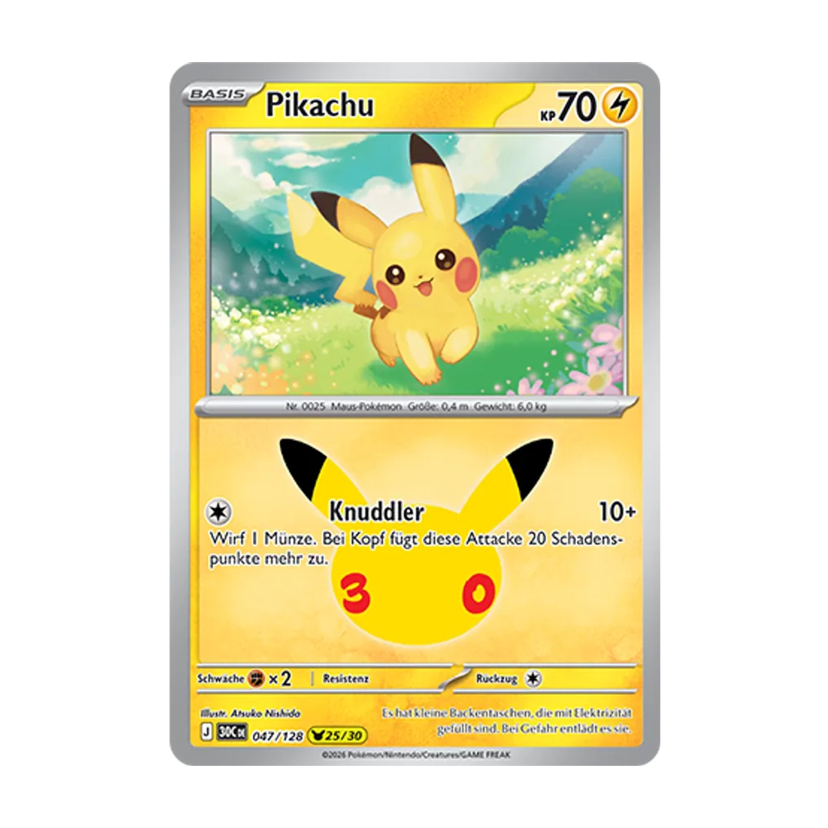 Pikachu 047/128 – 30 Jahre – Deutsch – Referenzabbildung