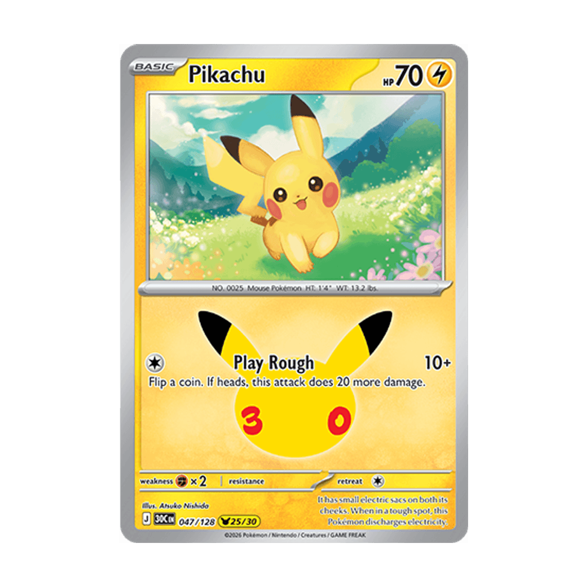 Pikachu 047/128 – 30th Celebration – Englisch – Referenzabbildung
