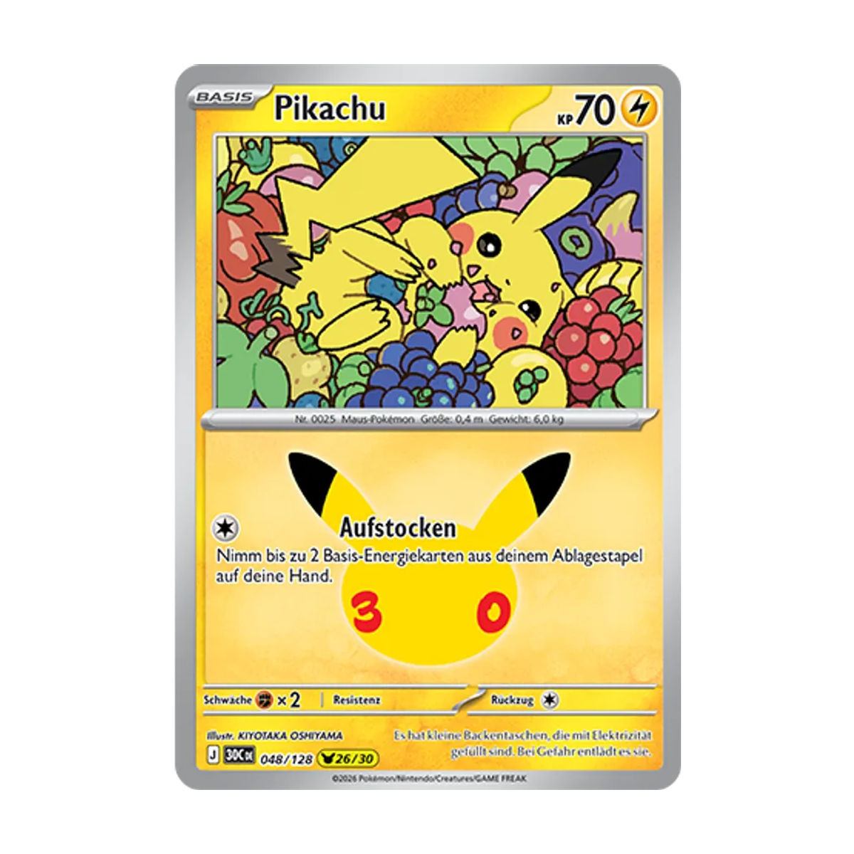 Pikachu 048/128 – 30 Jahre – Deutsch – Referenzabbildung