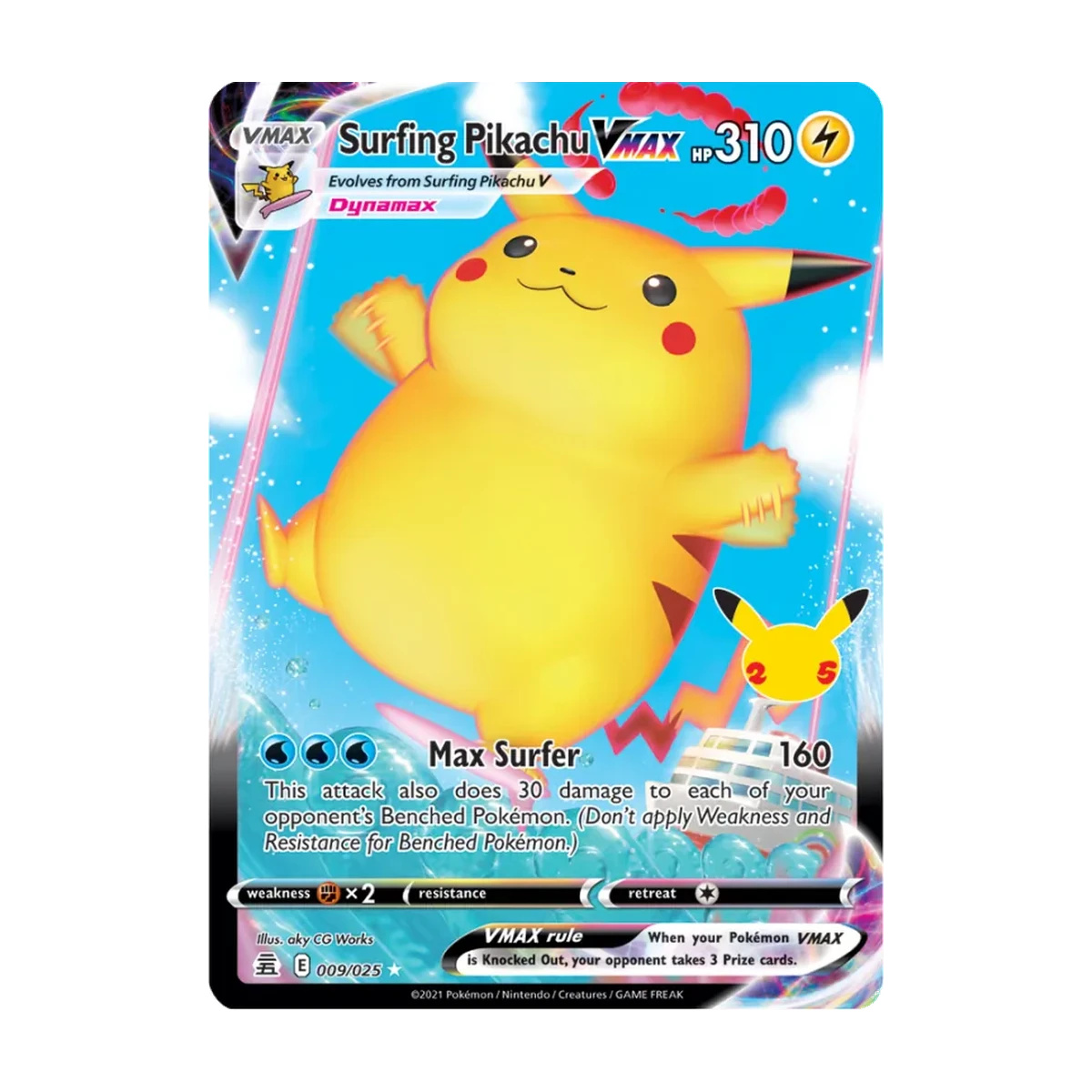 Surfing Pikachu VMAX CEL 009 – Englisch – Beispielbild