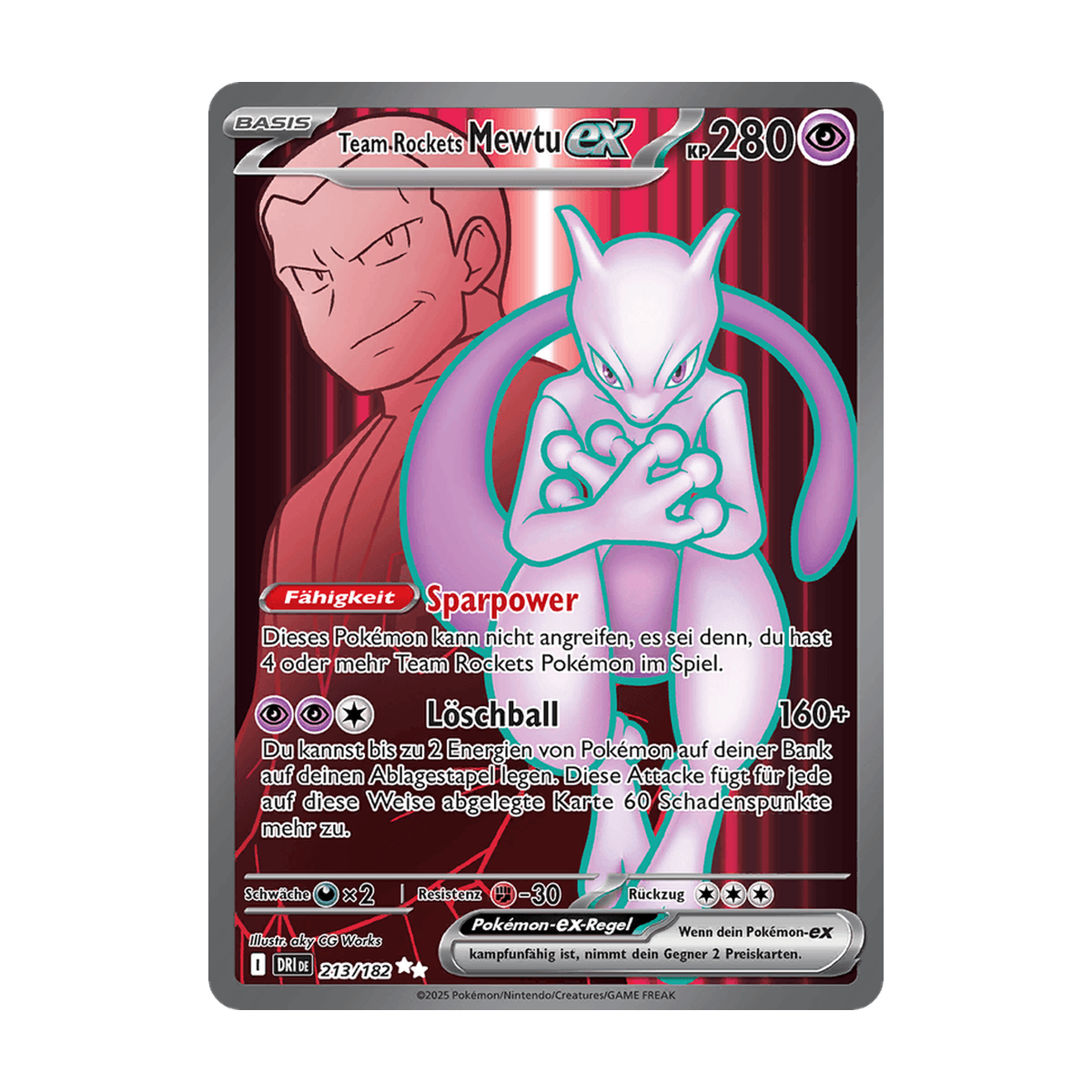 Referenzbild Team Rockets Mewtu-ex 213/182 – Ewige Rivalen – Deutsch