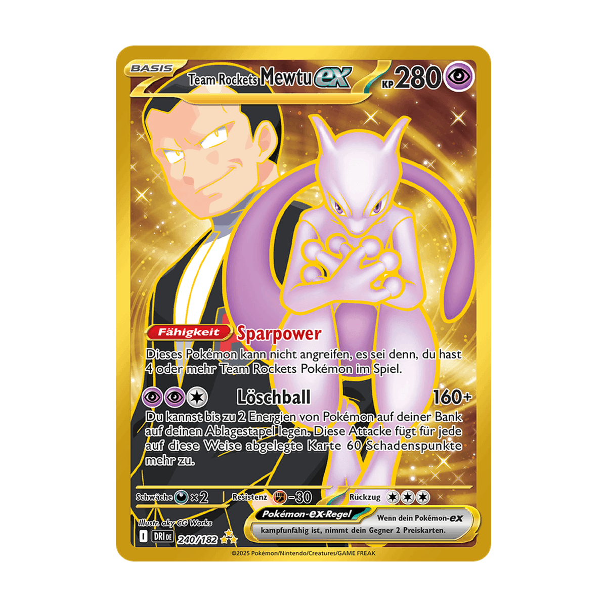 Referenzbild Team Rockets Mewtu-ex 240/182 – Ewige Rivalen – Deutsch
