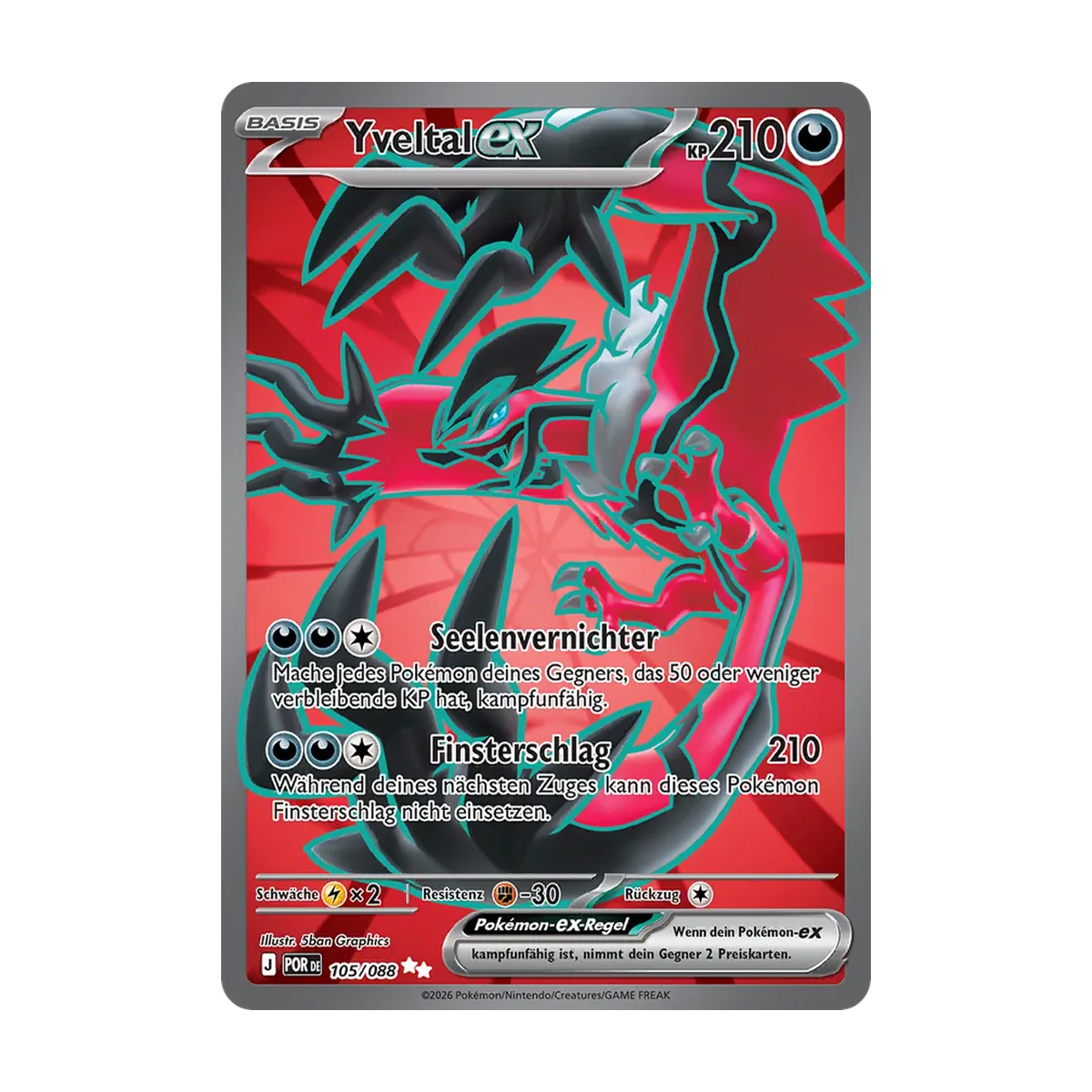 Yveltal-ex 105/088 – Optimale Ordnung – Deutsch – Referenzbild