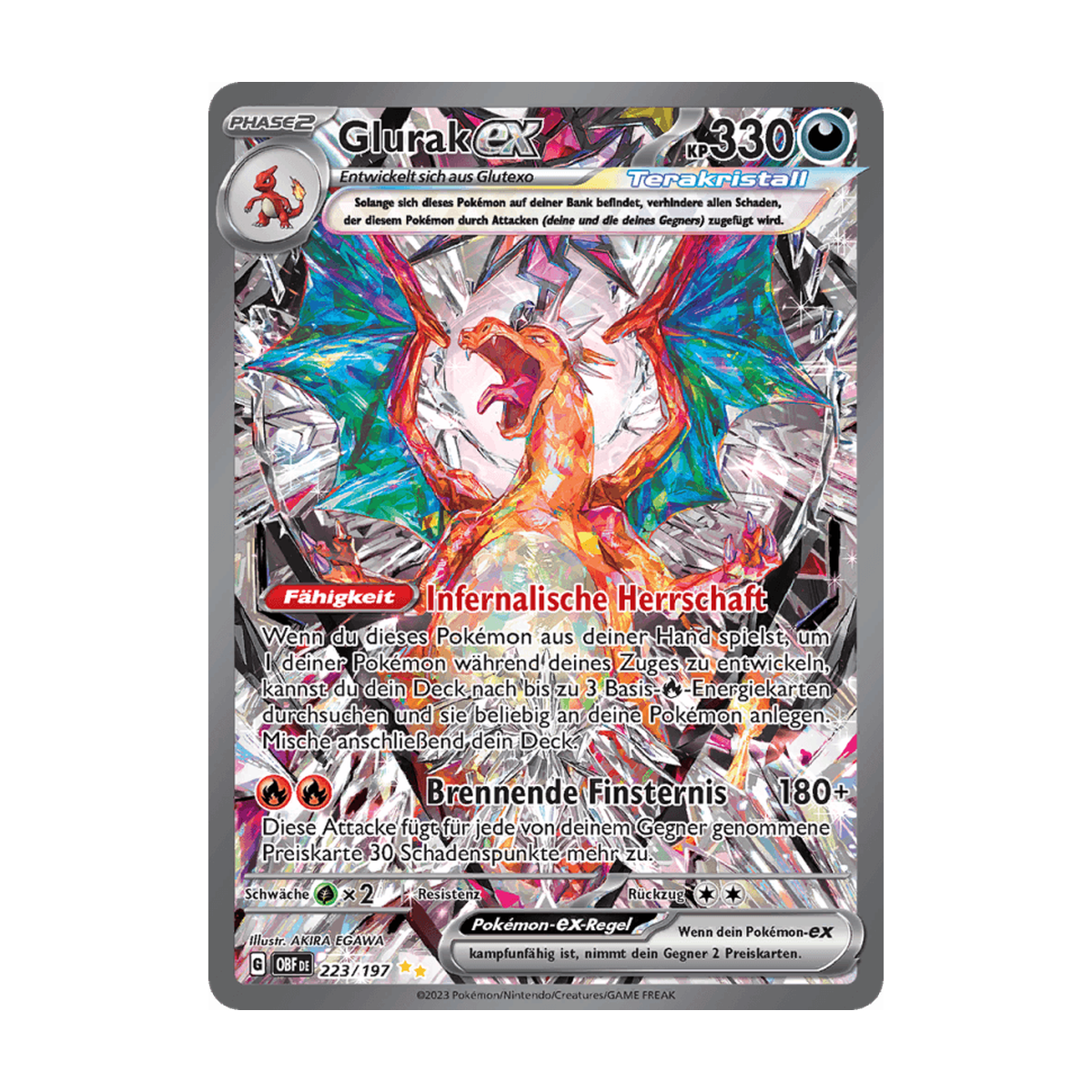 Referenzbild Glurak-ex 223/197 – Obsidian Flammen – Deutsch
