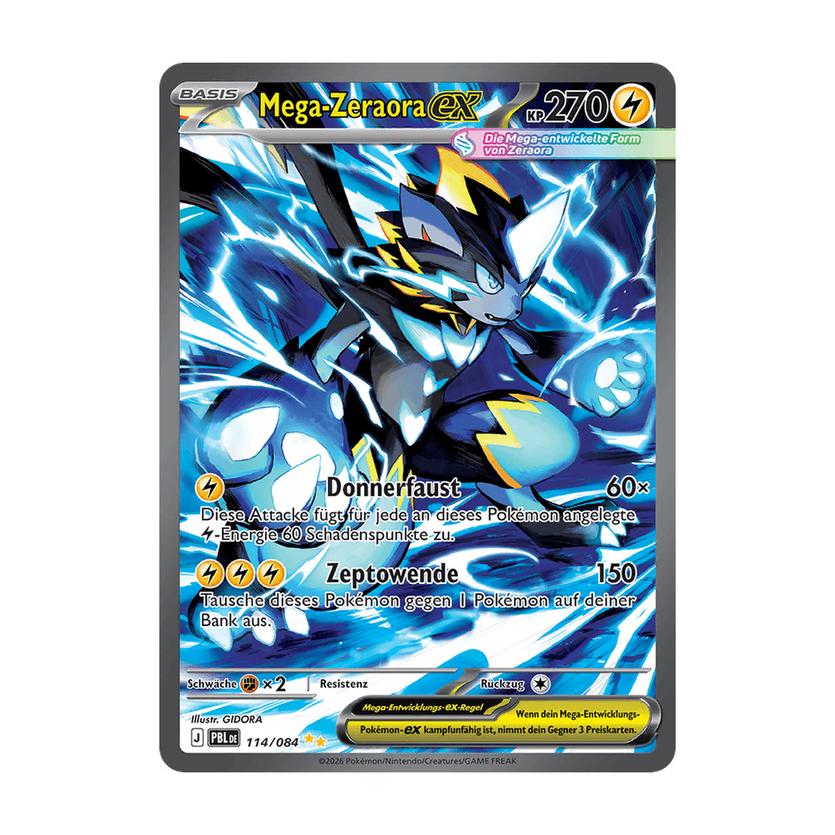 Referenzbild Mega-Zeraora-ex 114/084 – Dunkelnacht – Deutsch