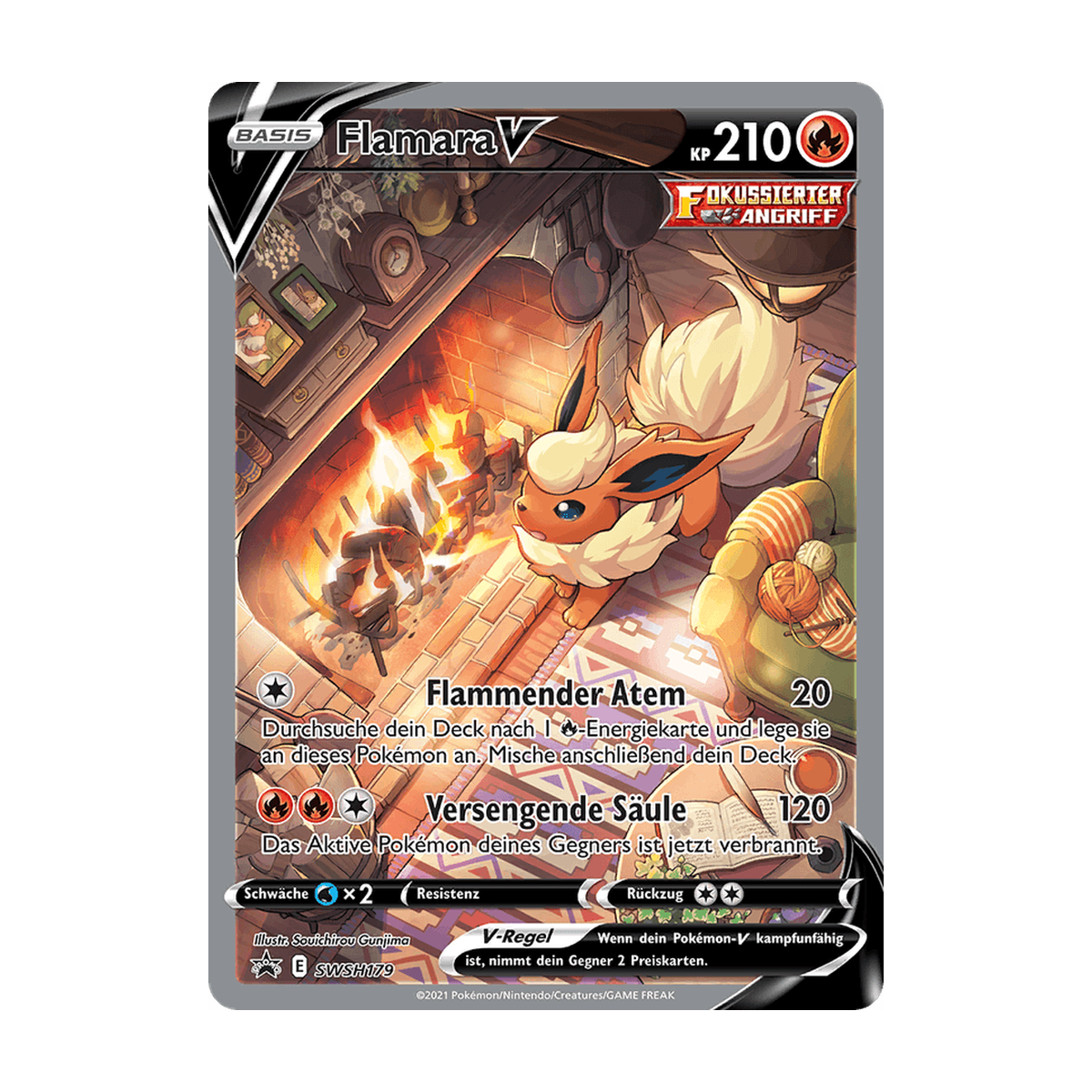 Referenzbild Flamara V SWSH179 – Schwert & Schild Black Star Promos – Deutsch