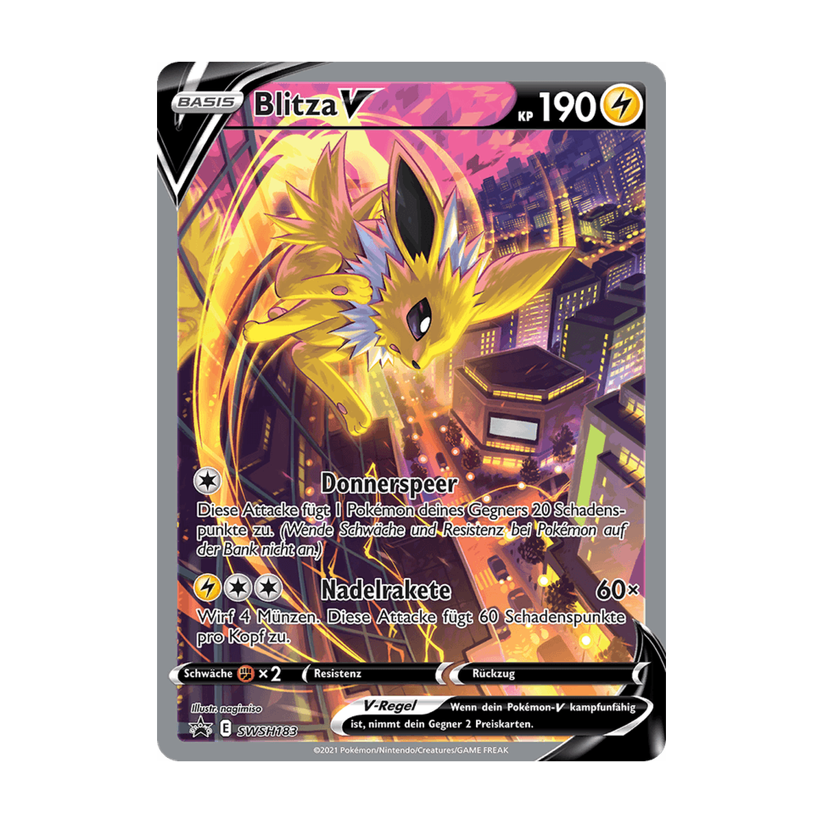 Referenzbild Blitza V SWSH183 – Schwert & Schild Black Star Promos – Deutsch