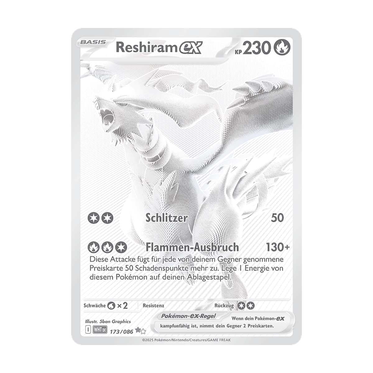Referenzbild Reshiram-ex 173/086 – Weiße Flammen – Deutsch
