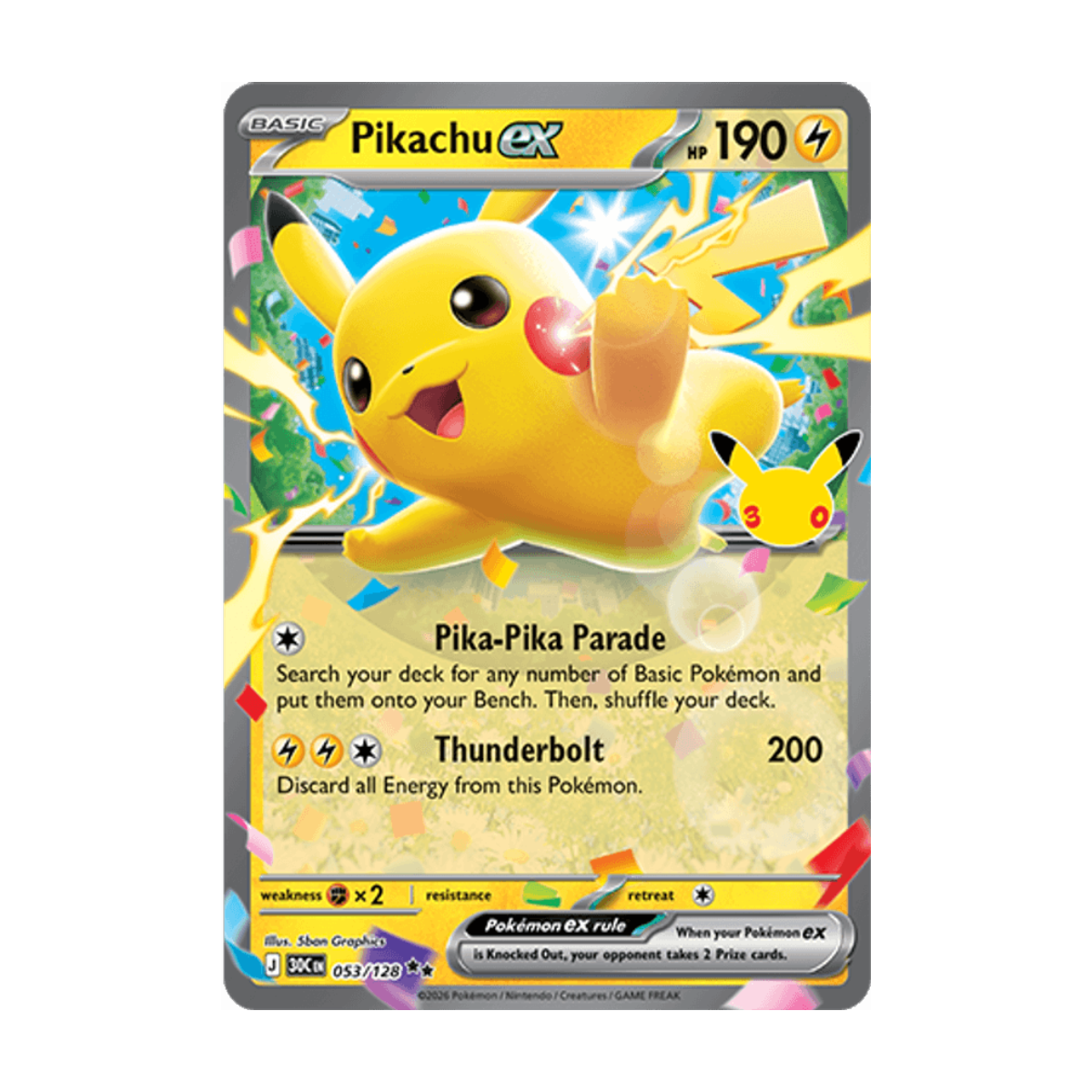Pikachu ex 053/128 · en · Referenzbild