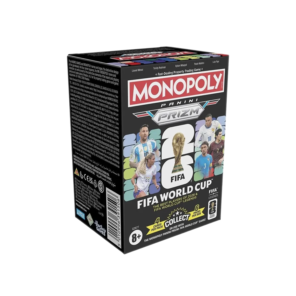 Monopoly Panini Prizm FIFA World Cup 2026 & Legends Booster Box mit 6 Packs und 24 Karten