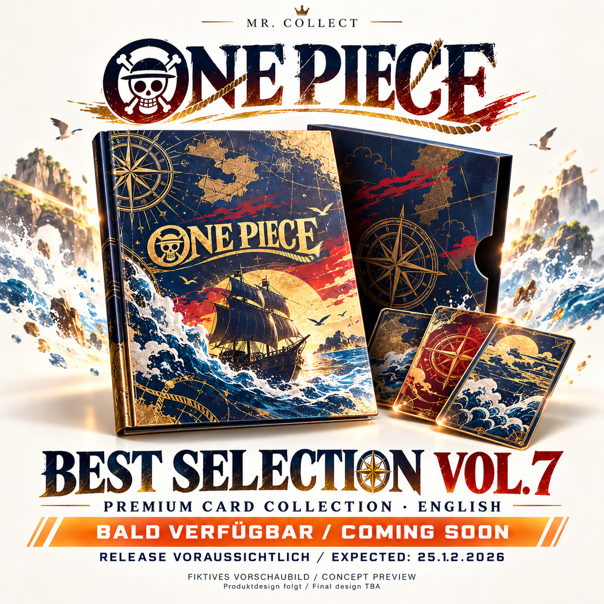 Fiktives Vorschaubild / Concept preview – One Piece Best Selection Vol. 7 – Voraussichtlicher Release / Expected release 25.12.2026. Produktdesign folgt / Final design TBA.