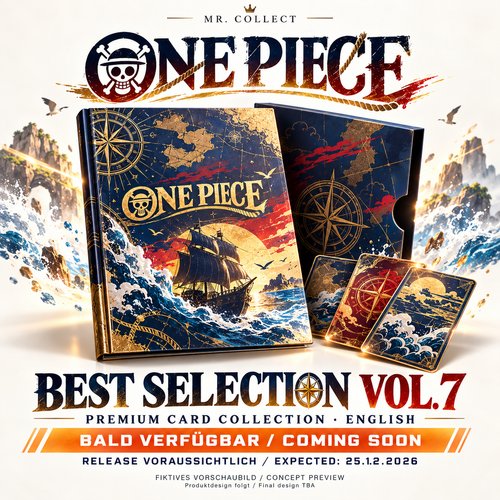 Fiktives Vorschaubild / Concept preview – One Piece Best Selection Vol. 7 – Voraussichtlicher Release / Expected release 25.12.2026. Produktdesign folgt / Final design TBA.