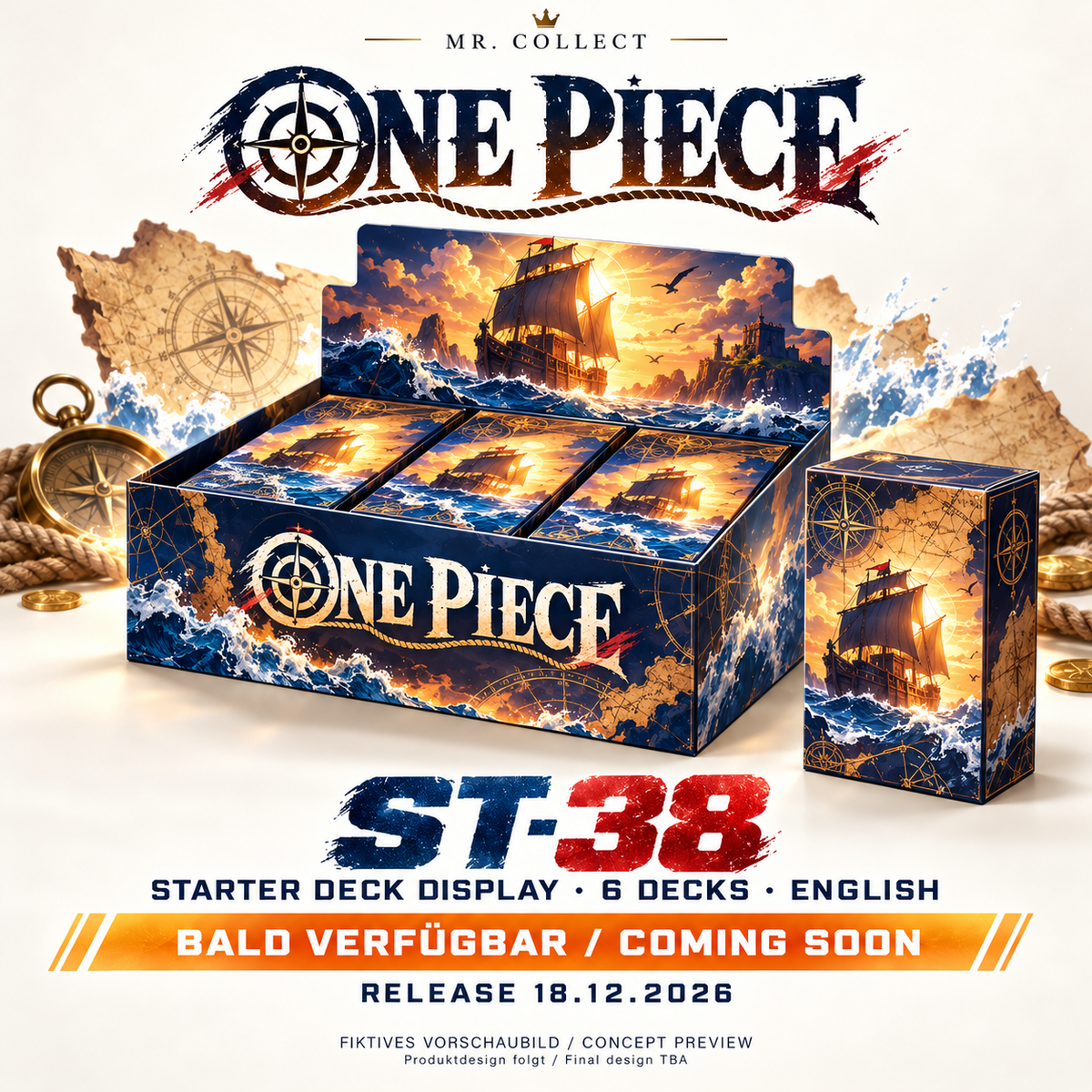 Fiktives Vorschaubild / Concept preview – One Piece ST-38 – Release 18.12.2026. Produktdesign folgt / Final design TBA.