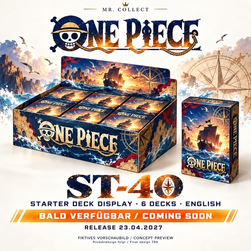Fiktives Vorschaubild / Concept preview – One Piece ST-40 – Release 23.04.2027. Produktdesign folgt / Final design TBA.