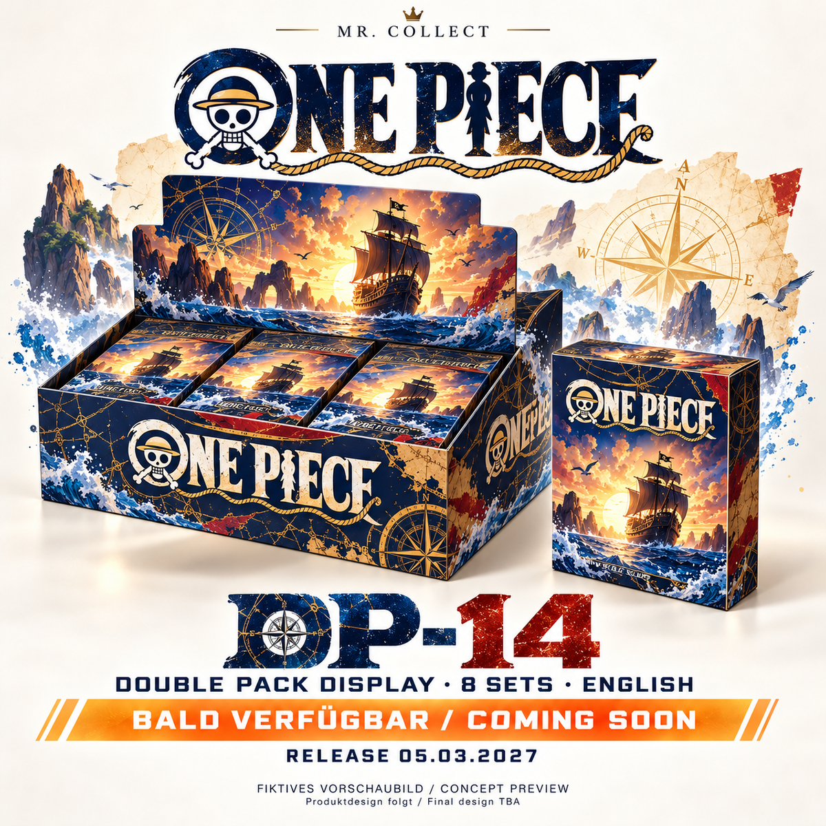 Fiktives Vorschaubild / Concept preview – One Piece DP-14 – Release 05.03.2027. Produktdesign folgt / Final design TBA.