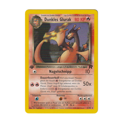 Beispielbild Dunkles Glurak 21/82, Team Rocket, Deutsch, Non-Holo, 1. Edition; kein Zustandsfoto
