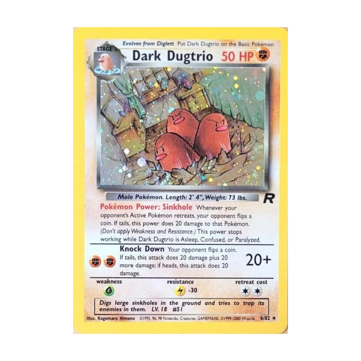 Dark Dugtrio 6/82 · Team Rocket · Englisch · Unlimited ohne First-Edition-Stempel · Referenzbild