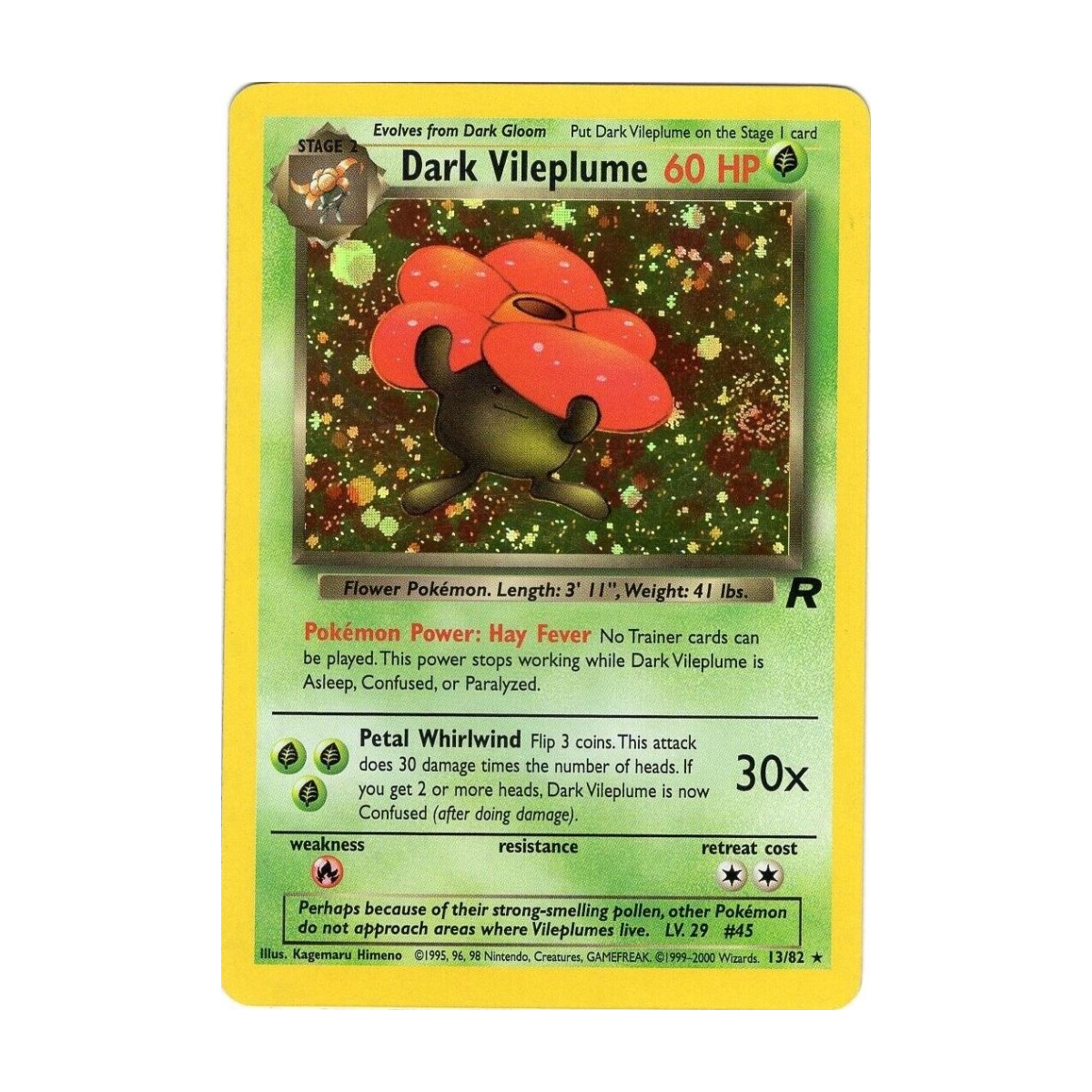 Dark Vileplume 13/82 · Team Rocket · Englisch · Unlimited ohne First-Edition-Stempel · Referenzbild