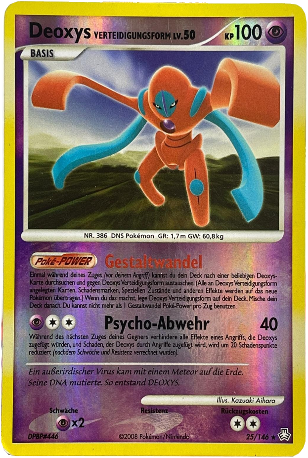 Deoxys Verteidigungsform 25/146 – Erwachte Legenden – Deutsch – Reverse Holo – freigestelltes Referenzfoto
