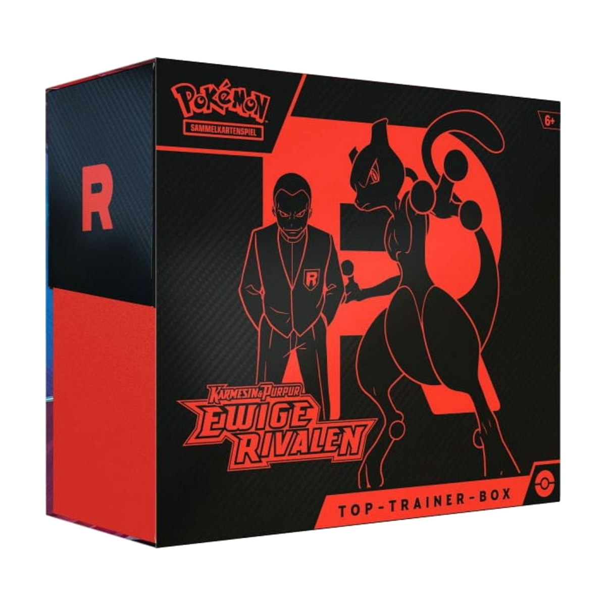 Pokémon Ewige Rivalen Top-Trainer-Box Deutsch – Giovanni und Mewtu, transparenter Hintergrund