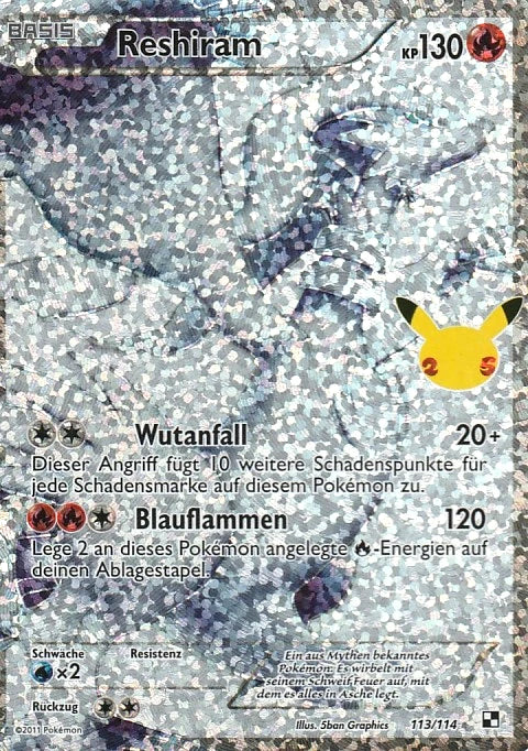 Reshiram 113/114 – Celebrations Klassische Sammlung – Deutsch – Beispielbild