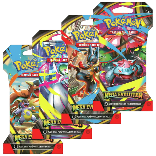 Beispielabbildung englischer Mega Evolution Sleeved Booster – Verkaufseinheit: ein Display mit 24 Sleeved Boostern