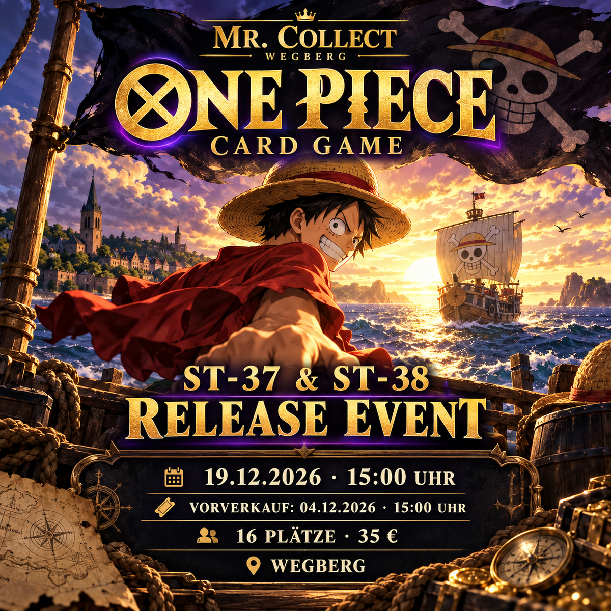 One Piece ST-37 & ST-38 Release Event am 19.12.2026, 15 Uhr – Vorverkauf 04.12.2026, 15 Uhr – 16 Plätze, 35 €