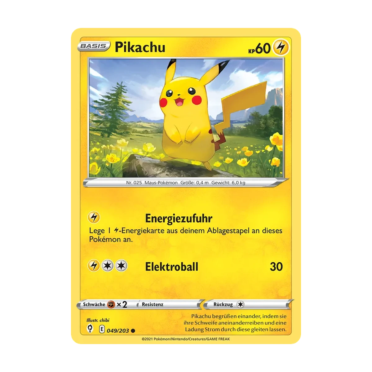 Pikachu 049/203 – Drachenwandel, Deutsch, Non-Holo, freigestelltes Beispielbild