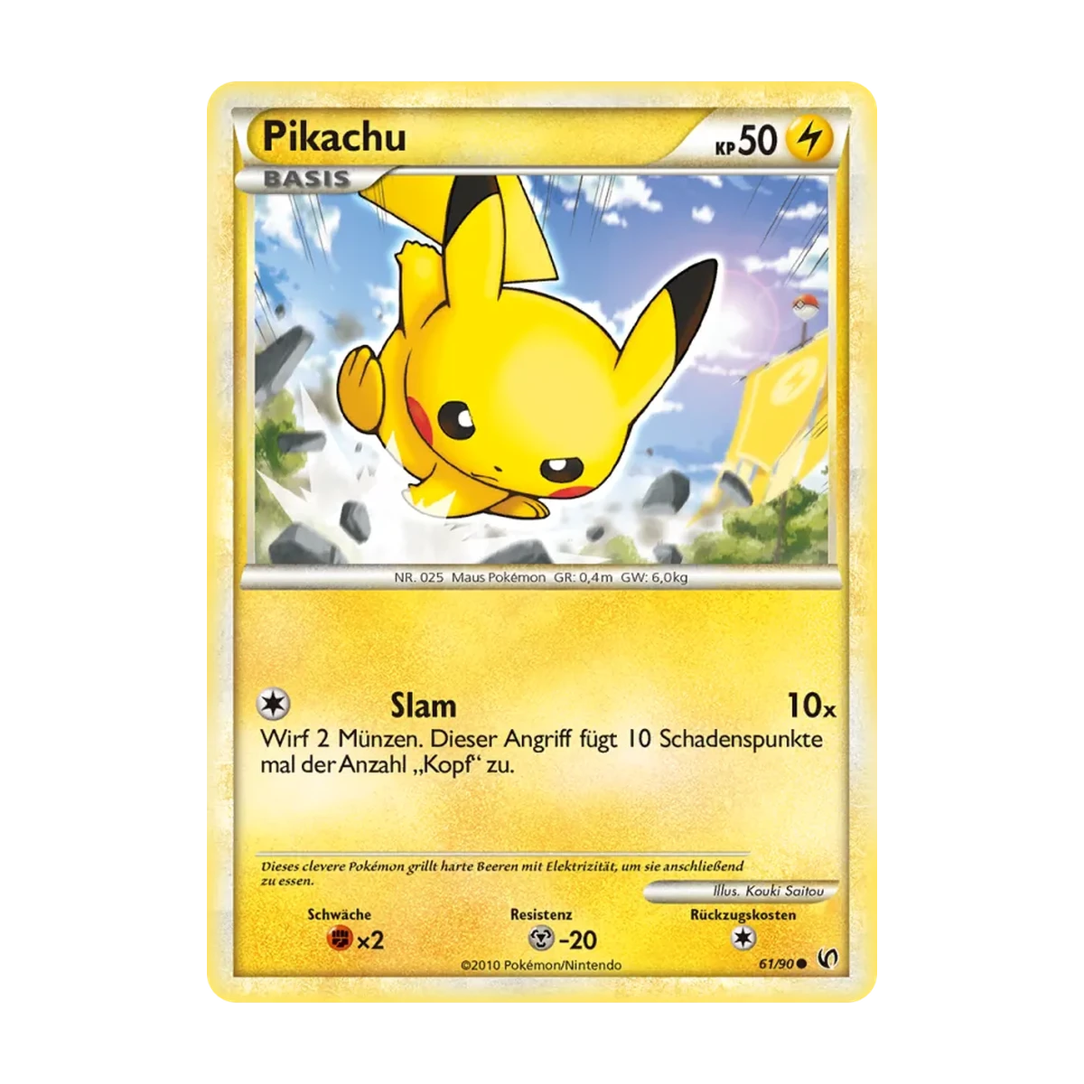 Pikachu 061/090 – Unerschrocken, Deutsch, Non-Holo, freigestelltes Beispielbild