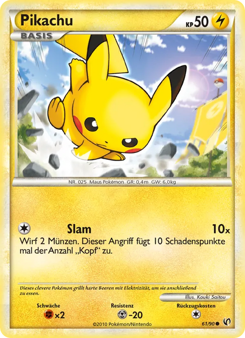 Pikachu 061/090 – Unerschrocken, Deutsch, Non-Holo, freigestelltes Beispielbild